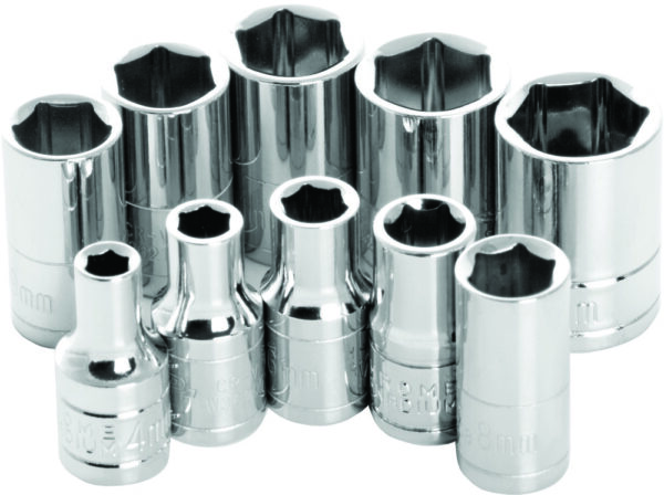 PERFORMANCE TOOL 10 PC 1/4" METRIC SOCKET SET SHALLOW
